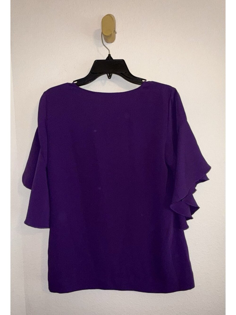 Trina Turk Ruffle 3/4 Sleeve V-Neck Top Blouse Womens S Small Purple - Picture 5 of 5